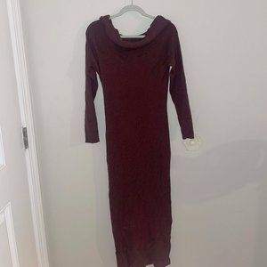Anthropologie Mocha Brown Cowl Neck Long Sweater Dress
